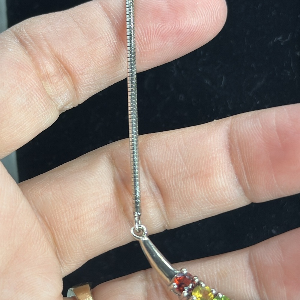 (Z4) Hammered 925 Italian silver choker with multicolored stones. Stunning Omega - Picture 5 of 8